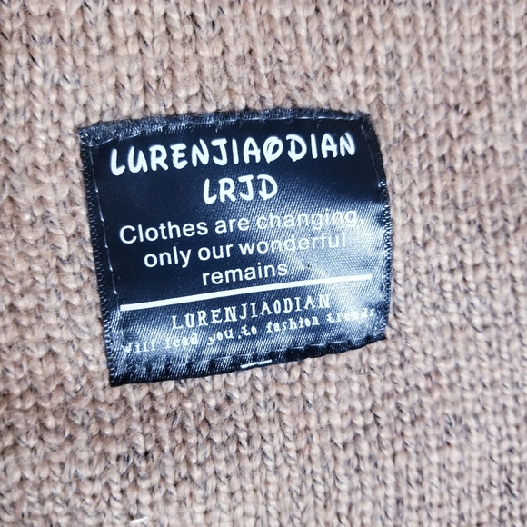 LUREN JIAODIAN LRJD BROWN WITH BLACK HEAVY SWEATER SIZE XL - Picture 3 of 10